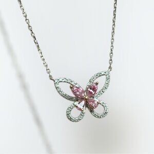 Pink diamond Butterfly necklace🦋
